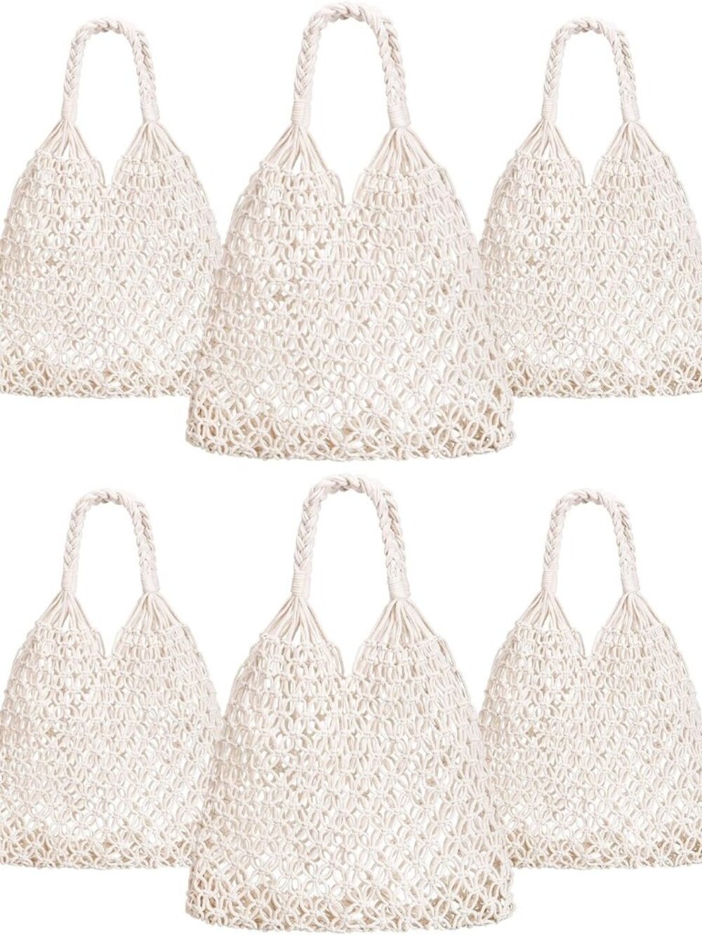6 Pcs Bachelorette Beach Bags Macrame Tote Bags Crochet Beach Bag for Women Brid
